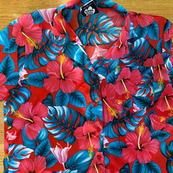 Hilo Hattie Hawaiian Hibiscus Coastal Vacation Beach Preppy Tropical Top… - Picture 2 of 4